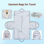 Garment Bags for Travel, Convertible Suit Travel Bag for Women, Stylish Carry On Garment Bag with Toiletry Pocket, Shoulder Strap and Shoes Compartment, 2 in 1 Foldable PU Leather Duffle Bag, Blue
