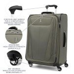 Travelpro Maxlite 5 Softside Expandable Checked Luggage with 4 Spinner Wheels, Lightweight Suitcase, Men and Women, Slate Green, Checked Medium 25-Inch