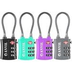 ANVIL TSA Approved Luggage Locks - Re-settable 3-Digit Combination Cable Lock with Alloy Body, Keyless Travel Sentry Accepted Padlock for Gym Locker, Golf Bags, Suitcases