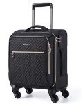 BAGSMART Underseat Carry On luggage Airline approved, 16-inch Softside Underseater Travel Suitcase with Spinner Wheels Lightweight Overnight Bag Small Rolling Carry-on for Women Men Weekender,Black