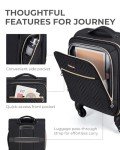 BAGSMART Underseat Carry On luggage Airline approved, 16-inch Softside Underseater Travel Suitcase with Spinner Wheels Lightweight Overnight Bag Small Rolling Carry-on for Women Men Weekender,Black