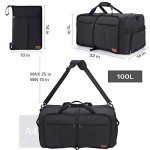 100L Travel Duffle Bag for Men, Urtala 32” Large Duffle Bag for Traveling with Shoe Compartment, Foldable Travel Duffel Bag Weekender Bag Gym Bag for Men Women Waterproof & Tear Resistant (Black)