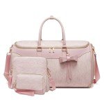 Garment Bags for Travel,Leather Convertible Garment Duffle Bag with Toiletry,Waterproof Carry On Garment Bag with Shoe Compartment,2 in 1 Suit Travel Bag for Women Weekender 3pcs Set