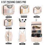 Veken 8 Set Packing Cubes for Travel, Gifts for Women Mom, Suitcase Organizer Bags for Luggage with Hanging Toiletry Bag and Shoe Bag, Vacation Essentials Travel Accessories for Cruise Ship