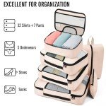 Veken 8 Set Packing Cubes for Travel, Gifts for Women Mom, Suitcase Organizer Bags for Luggage with Hanging Toiletry Bag and Shoe Bag, Vacation Essentials Travel Accessories for Cruise Ship