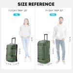 Gonex Rolling Duffle Bag with Wheels, 100L Water Repellent Large Wheeled Travel Duffel Luggage with Rollers 33 inch, Olive Green