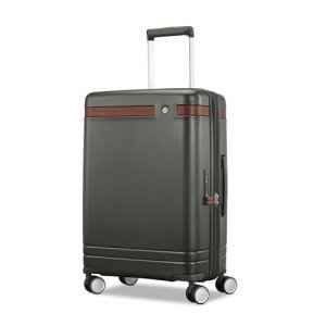 Virtuosa Hardside 21 Inch Carry On Luggage - Airline Approved with 360° Spinner Wheels, RightHeight™ Adjustable Handle - Zippered WetPak™ - TSA Lock - Expandable Light Polycarbonate Shell - Pine Green