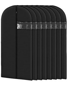 Garment Bags for Hanging Clothes (8 packs,43 inches) Washable Black Suit Bags for Closet Storage and Travel with Clear Window
