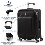 Travelpro Platinum Elite Softside Expandable Checked Luggage, 8 Wheel Spinner Suitcase, TSA Lock, Men and Women, Shadow Black, Checked Medium 25-Inch