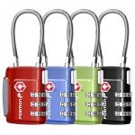 Fosmon TSA Approved Luggage Locks, Cable Suitcase Travel Lock, 3 Digit Long Shackle Combination Padlock, Wire Lock for Gym Locker, Backpack Anti Theft