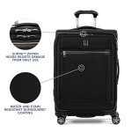 Travelpro Platinum Elite Softside Expandable Checked Luggage, 8 Wheel Spinner Suitcase, TSA Lock, Men and Women, Shadow Black, Checked Medium 25-Inch