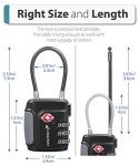 Fosmon TSA Approved Luggage Locks, Cable Suitcase Travel Lock, 3 Digit Long Shackle Combination Padlock, Wire Lock for Gym Locker, Backpack Anti Theft