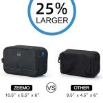 ZEEMO Travel Toiletry Bag for Men, Extra Large Water-Resistant Double-Sided Full-Open Dopp Kit, Versatile Organizer for Shower and Hygiene Accessories, Bathroom Essentials, Cosmetics, Black