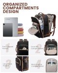 LOVEVOOK 50L Large Travel Backpack for Women Men Fits 17 Inch Laptop, Carry on Backpack for Traveling on Airplane, Personal Item Bag Airline Approved, Business Causal Weekender Backpack, Black-Brown