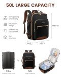 LOVEVOOK 50L Large Travel Backpack for Women Men Fits 17 Inch Laptop, Carry on Backpack for Traveling on Airplane, Personal Item Bag Airline Approved, Business Causal Weekender Backpack, Black-Brown