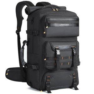 Ponhog Travel Backpack for Men, 50L Carry On Flight Approved Convertible Duffle Bag with Shoe Compartment, 17 inch Laptop Luggage with USB Charging Port for Weekender Hiking, Black