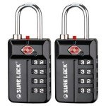SURE LOCK TSA Approved Travel Luggage Locks, Open Alert Combination Lock for School Office & Gym Locker,Toolbox, Pelican Case,Easy Read Dials- 1, 2 & 4 Pack (1, Black 2 Pack)