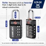 SURE LOCK TSA Approved Travel Luggage Locks, Open Alert Combination Lock for School Office & Gym Locker,Toolbox, Pelican Case,Easy Read Dials- 1, 2 & 4 Pack (1, Black 2 Pack)