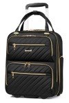 LUGGEX Underseat Carry On Luggage with Wheels, Stylish Lightweight Under Seat Luggage, Soft Sided Personal Item Suitcase for Short Trip (Black, 16 Inch)