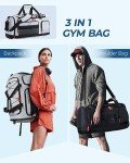 BAGSMART Gym Bag for Women & Men, 35L Sports Travel Duffel Bag with Shoe Compartment，Anti-Theft Carry On Weekender Bag for Airplane, Water Resistant Workout Overnight Backpack for Travel Gym,Grey