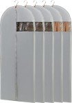 Perber Dress Bags for Gowns, 65'' Long Garment Bags for Hanging Clothes, Dress Garment Bag, Grey Dress Cover with Clear Window for Dresses, Coats, Uniforms - 5 Pack