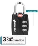 Fosmon TSA Approved Locks for Luggage. Suitcase Locks with Open Alert Indicator, 3 Digit Combination Padlock with Alloy Body for Travel, Backpack Zipper Anti Theft, Locker, Gym, Gun Case, Tent- 4 Pack