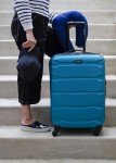 Samsonite Omni PC Hardside Expandable Luggage with Spinner Wheels, Caribbean Blue, Checked-Medium 24-Inch