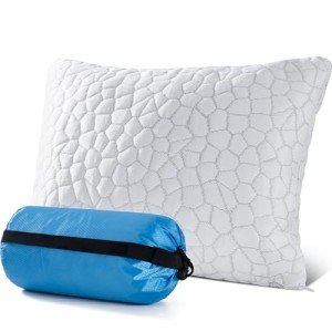 QUTOOL Small Travel Pillows for Sleeping, Cooling Memory Foam Camping Pillow, Backpacking Pillow for Hiking Gear, Portable Pillow with Travel Storage Bag, Camping Essentials for Adults Kids