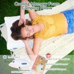 QUTOOL Small Travel Pillows for Sleeping, Cooling Memory Foam Camping Pillow, Backpacking Pillow for Hiking Gear, Portable Pillow with Travel Storage Bag, Camping Essentials for Adults Kids