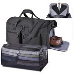 HILOMON Convertible Garment Duffel Bag with Mesh Storage Bag, YKK Zippers Carry On Garment Bag with Suit Compartment, 2 in 1 Hanging Suit Travel Bag (Black)