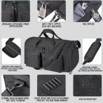 HILOMON Convertible Garment Duffel Bag with Mesh Storage Bag, YKK Zippers Carry On Garment Bag with Suit Compartment, 2 in 1 Hanging Suit Travel Bag (Black)