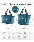WALNEW Travel Duffel Bag, Weekender Overnight Carry On Bag for Women Men, Foldable Waterproof Gym Luggage with Metal Buckle Detachable Shoulder Strap and Wet Compartment (Peacock Blue)