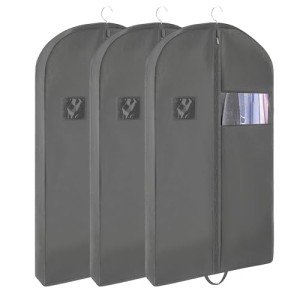 3 PCS 43"Garment Bags For Travel,Heavy Duty Garment Bag For Clothes Closet Storage,Gusseted Suit Bags For Men Travel,Hanging Travel Garment Bags For Clothes,Dress,Coats,Jackets,Shirts.Black Travel Bag