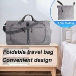 Vomgomfom Travel Duffle Bag for Men,115L Foldable Travel Duffel Bag with Shoes Compartment Overnight Bag for Men Women,Grey