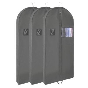 3 PCS 60"Garment Bags For Travel,Heavy Duty Garment Bag For Clothes Closet Storage,Gusseted Suit Bags For Men Travel,Hanging Travel Garment Bags For Clothes,Dress,Coats,Jackets,Shirts.Black Travel Bag