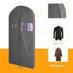 3 PCS 60"Garment Bags For Travel,Heavy Duty Garment Bag For Clothes Closet Storage,Gusseted Suit Bags For Men Travel,Hanging Travel Garment Bags For Clothes,Dress,Coats,Jackets,Shirts.Black Travel Bag