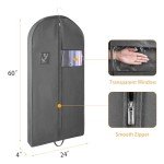 3 PCS 60"Garment Bags For Travel,Heavy Duty Garment Bag For Clothes Closet Storage,Gusseted Suit Bags For Men Travel,Hanging Travel Garment Bags For Clothes,Dress,Coats,Jackets,Shirts.Black Travel Bag