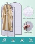SLEEPING LAMB 60" Long Hanging Garment Bags for Closet Storage Gusseted Clear Dress Bag for Clothes, Gowns, Coats, Suits, 5 Packs