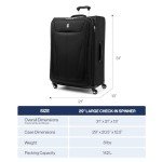 Travelpro Maxlite 5 Softside Expandable Checked Luggage with 4 Spinner Wheels, Lightweight Suitcase, Men and Women, Azure Blue, Checked Large 29-Inch
