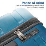 Coolife Luggage Suitcase PC+ABS Spinner Built-In TSA lock 20in 24in 28in Carry on (Caribbean Blue., S(20in_carry on))