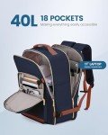 LOVEVOOK Carry on Backpck for Men, 40L Travel Backpack Flight Approved with 3 Packing Cubes, Personal Item Backpack with 17 Inch Laptop Compartment for Hiking Sport Daypack, Dark blue-Brown