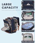 LOVEVOOK Carry on Backpck for Men, 40L Travel Backpack Flight Approved with 3 Packing Cubes, Personal Item Backpack with 17 Inch Laptop Compartment for Hiking Sport Daypack, Dark blue-Brown
