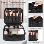 Relavel Travel Makeup Train Case Makeup Cosmetic Case Organizer Portable Artist Storage Bag with Adjustable Dividers for Cosmetics Makeup Brushes Toiletry Jewelry Digital Accessories Black
