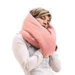Huzi Infinity Pillow - Travel Neck Pillow - Versatile Soft 360 Support Scarf - Machine Washable - Home Travel Flight Road Trips (Pink)