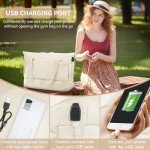 ETRONIK Gym Bag for Women, 47L Carry On Travel Duffel Bag with Shoes Compartment, Weekender Overnight Bag with Wet Pocket & USB Charging Port for Women, Travel, Gym, Weekend, Large Size (Beige)