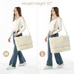 ETRONIK Gym Bag for Women, 47L Carry On Travel Duffel Bag with Shoes Compartment, Weekender Overnight Bag with Wet Pocket & USB Charging Port for Women, Travel, Gym, Weekend, Large Size (Beige)