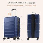 Sweetcrispy 20 inch Carry on Luggage, Hard Shell ABS Suitcase with Double Spinner Wheels, Lightweight Expandable Rolling Suit Case with TSA Lock