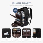 LOVEVOOK Travel Laptop Backpack for Men, 35L Large Carry On Backpack Personal Item Size, Airline Approved Waterproof Bookbag with 2 Packing Cubes Fits 15.6" Laptop, Black