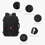 LOVEVOOK Travel Laptop Backpack for Men, 35L Large Carry On Backpack Personal Item Size, Airline Approved Waterproof Bookbag with 2 Packing Cubes Fits 15.6" Laptop, Black