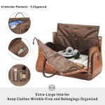 STOVER Garment Travel Duffle Bag, Large 2-in-1 Convertible Carry-on Luggage for Men & Women- Hanging Suits, Dresses & Clothes + Shoe Compartment- Weekender Tote Combo Duffel (Brown Leatherette)
